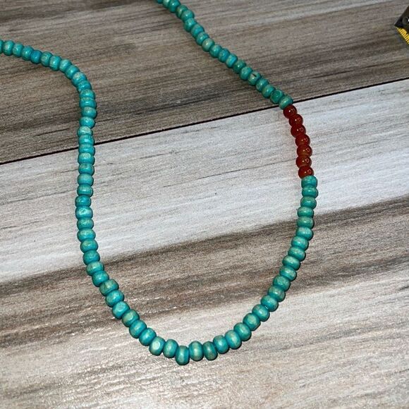Mala Following Dreams Turquoise Color Bead and Wood Necklace - Picture 6 of 9